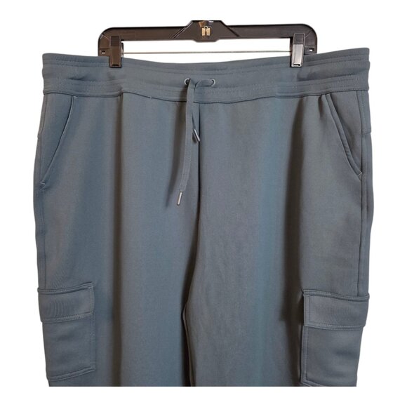 32 Heat Women's Relaxed Cargo Joggers Steel Blue Drawstring Elastic Waist XXL - Picture 7 of 17